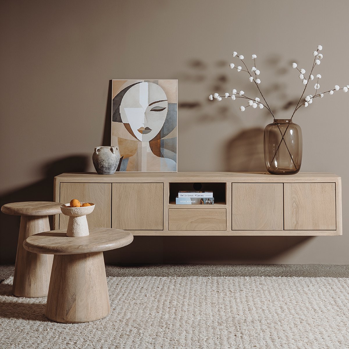 Tower Living Bijzettafel Asti Rond Naturel 60cm