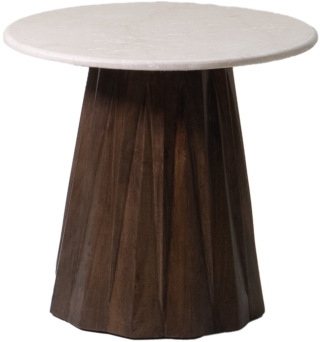 Giga Meubel Bijzettafel Faiza - Bruin - Marmer/Mangohout - 50x50cm