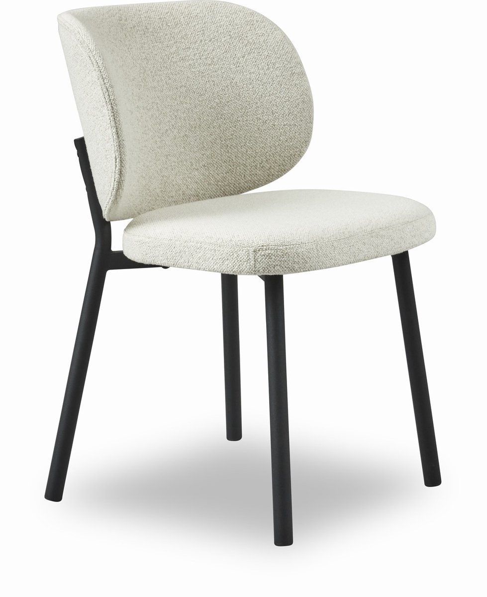 Eetkamerstoel Off White Bouclé - 49x52x81,5cm - Japandi - Set van 2
