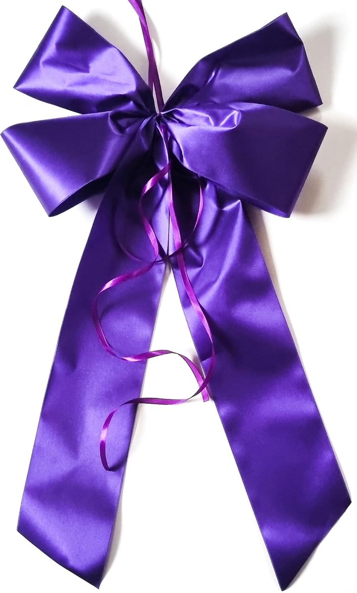 30 x 50 cm Large Ready Made Bow No Crafts Satin Bow, Birthday, Christmas Bow, School Bag, Double Bow, Purple - ShopVlot