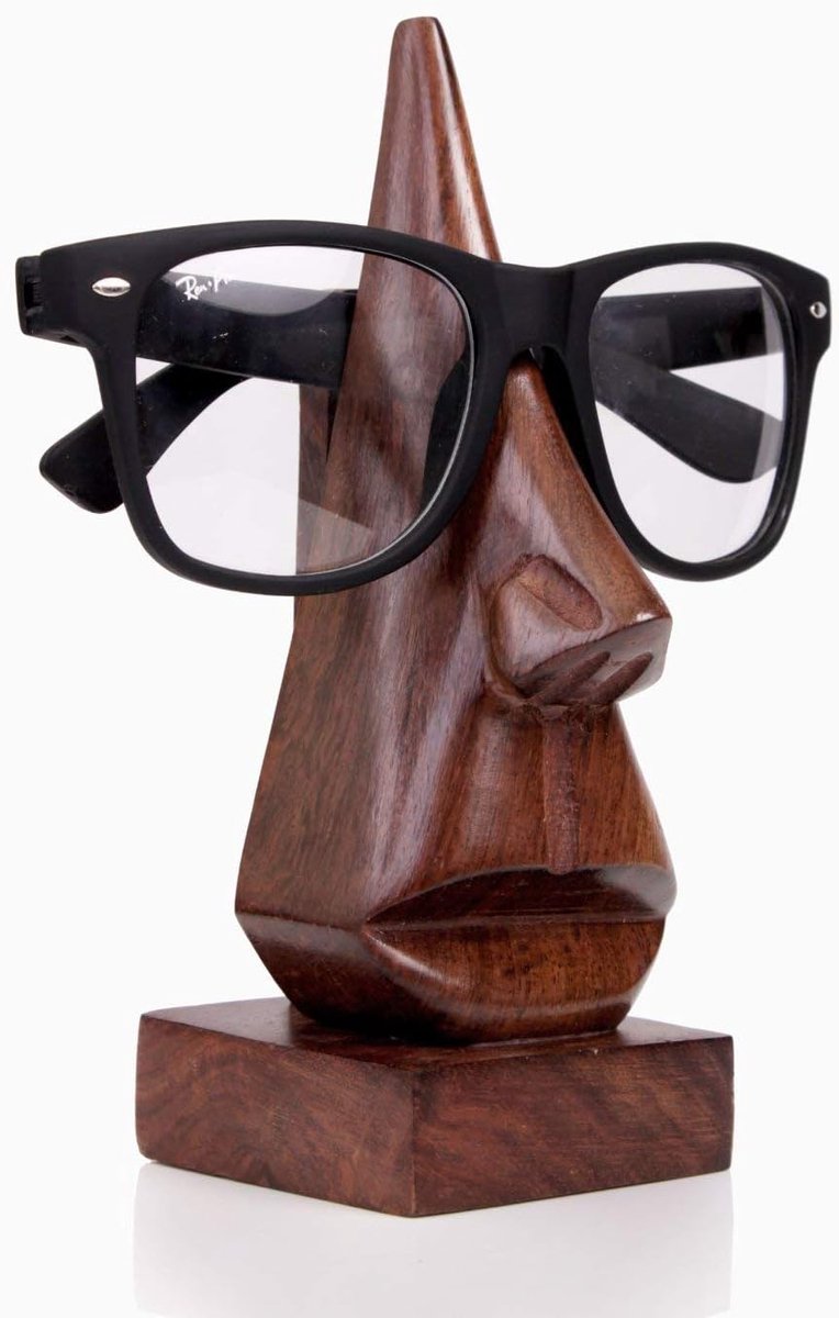 Unique Shaped Wooden Eyeglasses Glasses Holder Display Stand Home Office Desk Decorative (Design 9) - ShopVlot