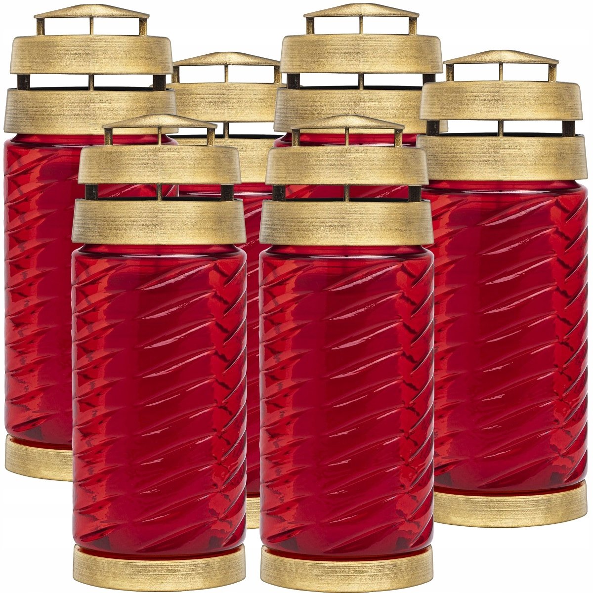 Bolsius Rode Glazen Lantaarns 24,6cm - 6 Stuks, 50 Branduren