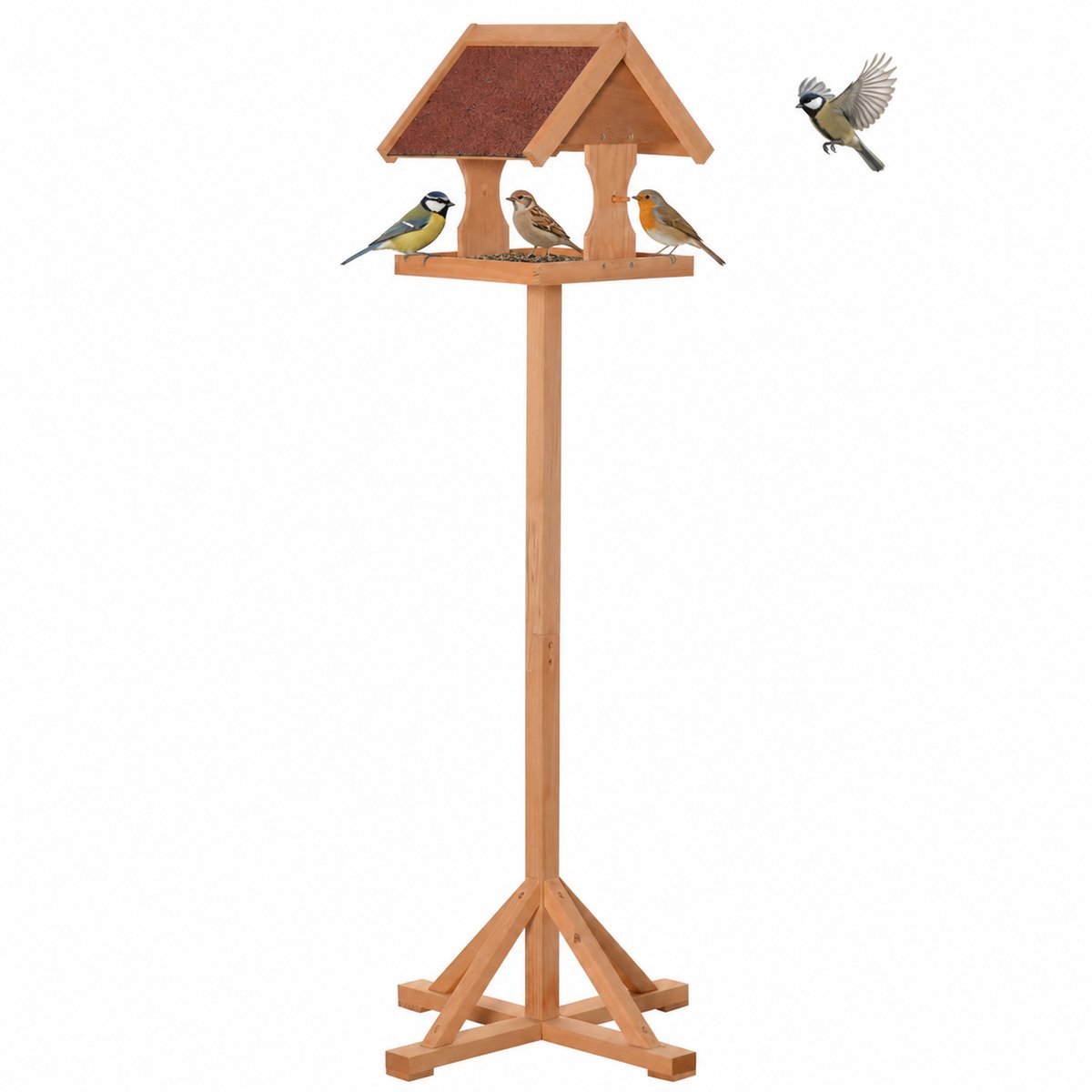 PawHut Vogelstandaard - Vurenhout - 55x55x144cm - Natuurlijk hout