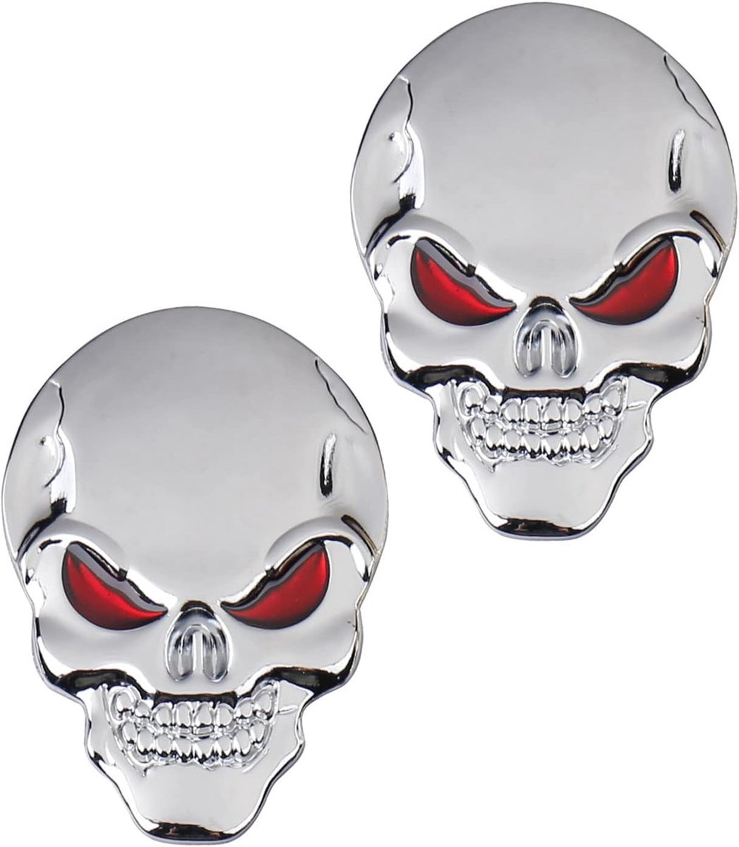 Auto sticker skull - 3D zinklegering - duurzaam met chroomafwerking - unieke uitstraling voor auto of motor - ShopVlot