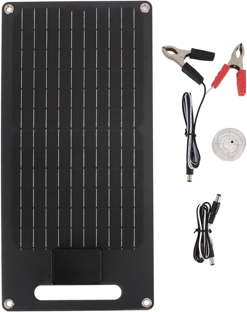 Zonnepaneel set 50W - draagbare oplader - monokristallijn - ideaal voor voertuigaccu en smartphone - ShopVlot