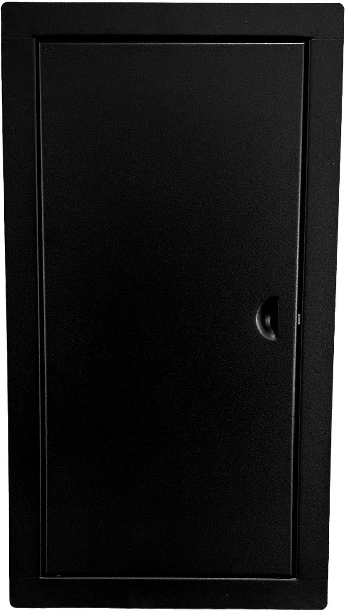 Zwarte metalen inspectieluik 30x60 cm, afsluitbaar met kliksluiting