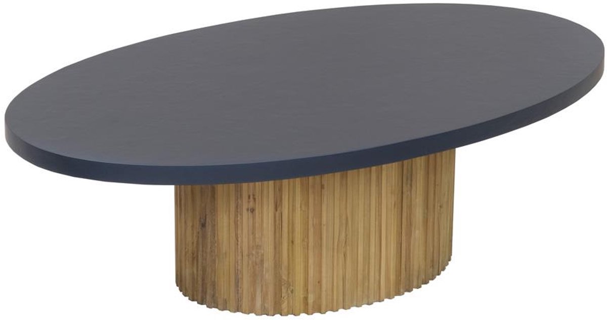 Tower Living Salontafel Palazzo - Ovaal Zwart/Naturel Hout - 130x75x40cm