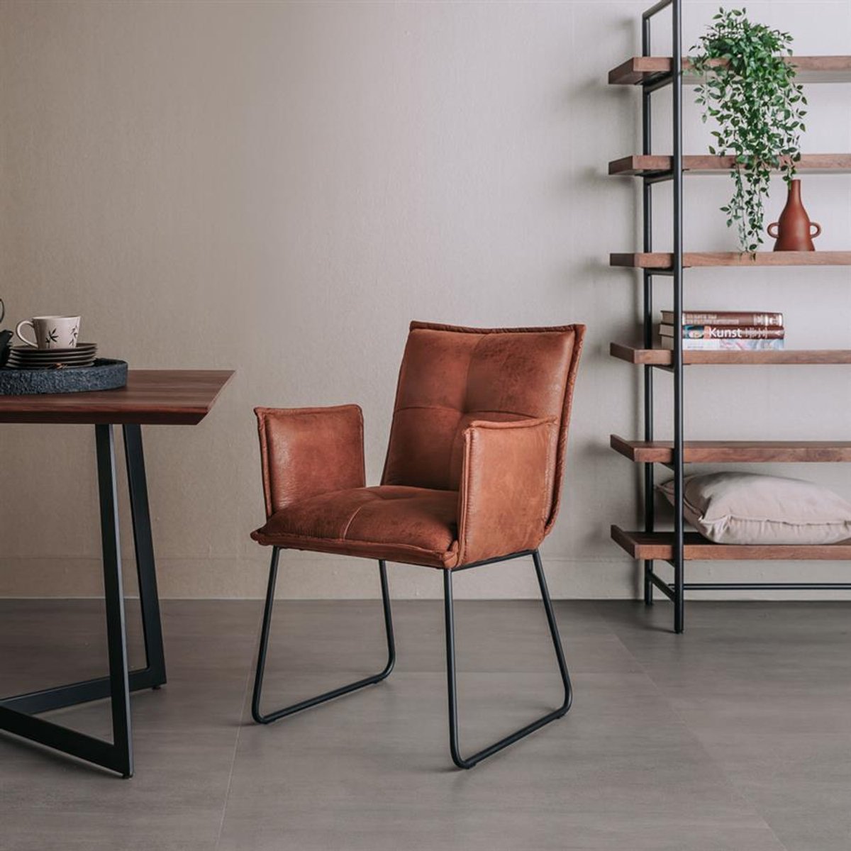 Tower Living Armstoel Seda Stof Cherokee 8 Cognac