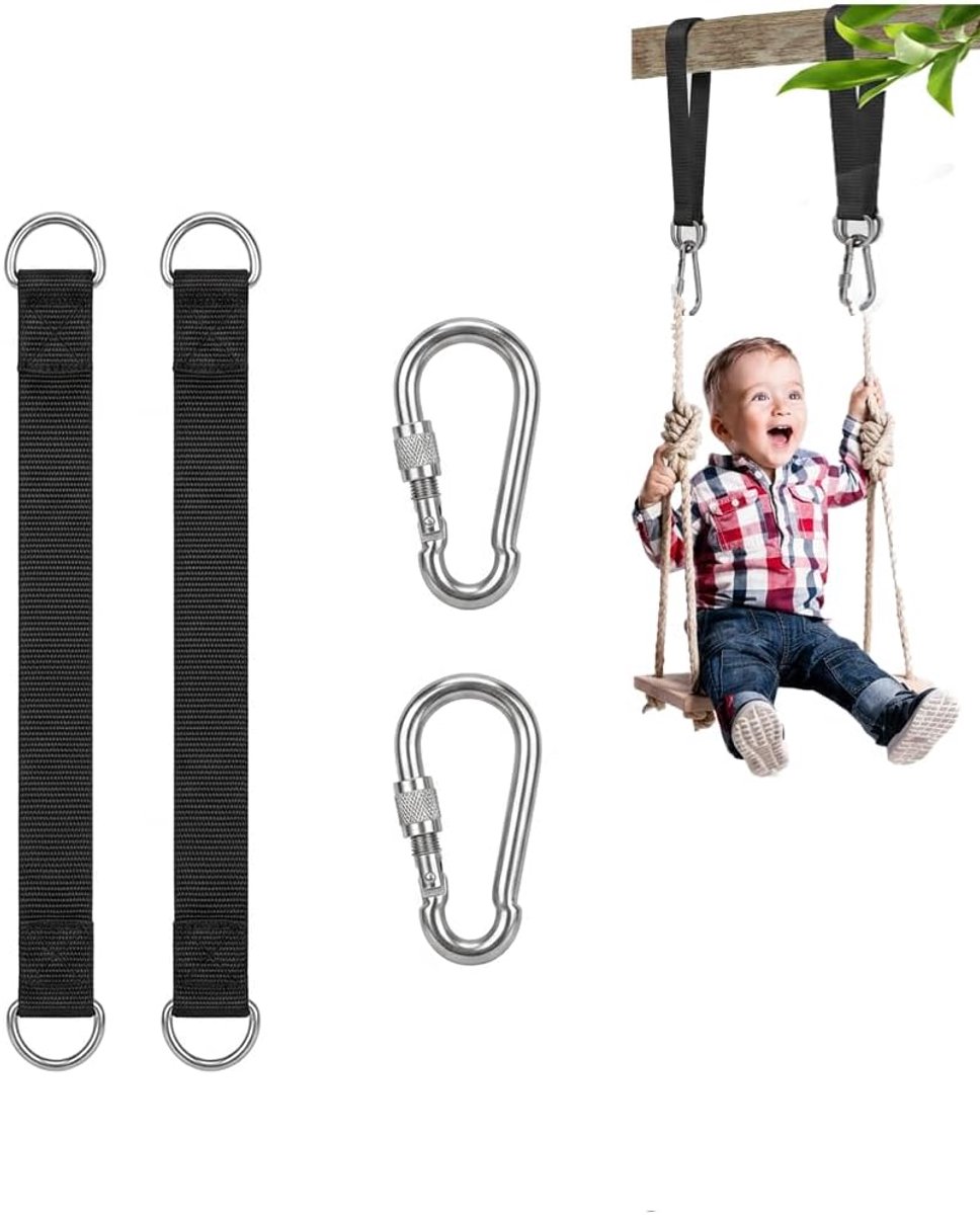 Hangmatriem set - robuuste touwen - met karabijnhaken en D-ringen - veilig bevestigen zonder bomen te beschadigen - ShopVlot