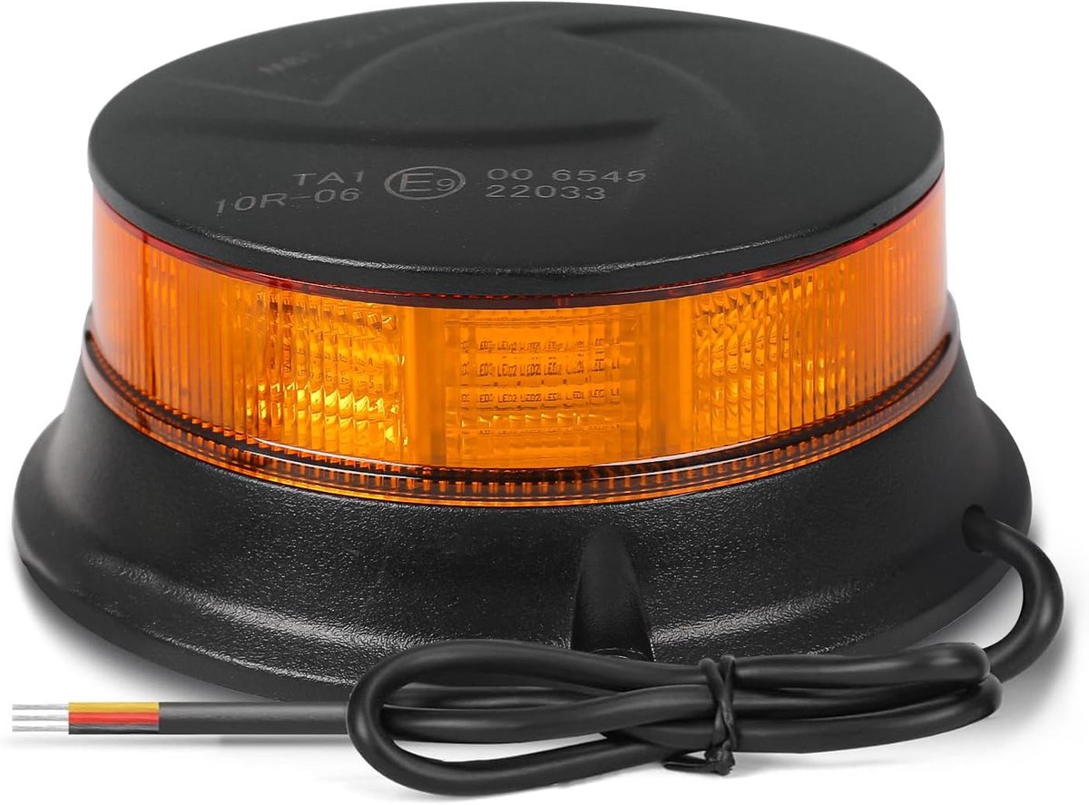 LED Flashing Light, 12V/24V Warning Light, Screw Mount Flat with 0.5m Cable, 3 Flashing Patterns and 4 Rotation - ShopVlot