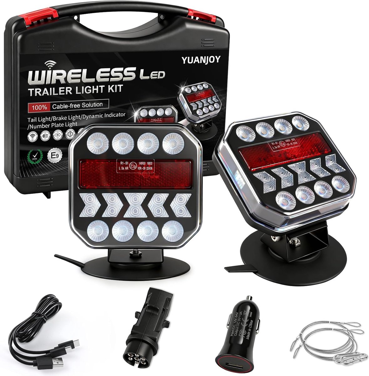 Wireless Rear Lights for Trailers Waterproof IP67 12 V / 24 V with Dynamic Function and Adjustable Adhesive for - ShopVlot