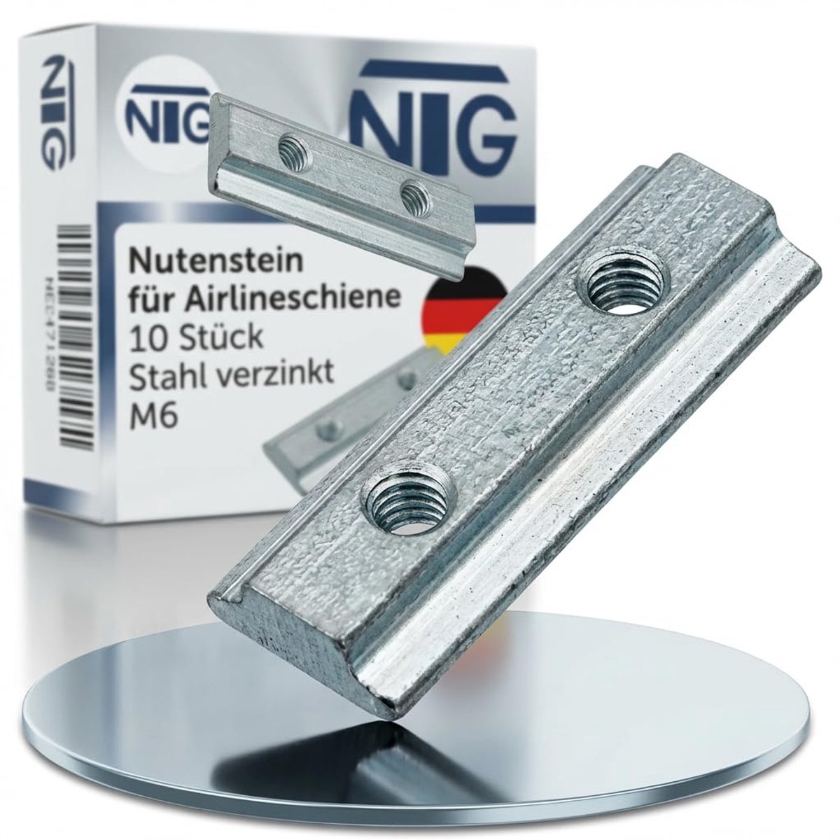 Nutenstein Pack of 10 Galvanised Steel M6 Load Protection Fitting 2 x M6 Airline Rail Accessories - ShopVlot