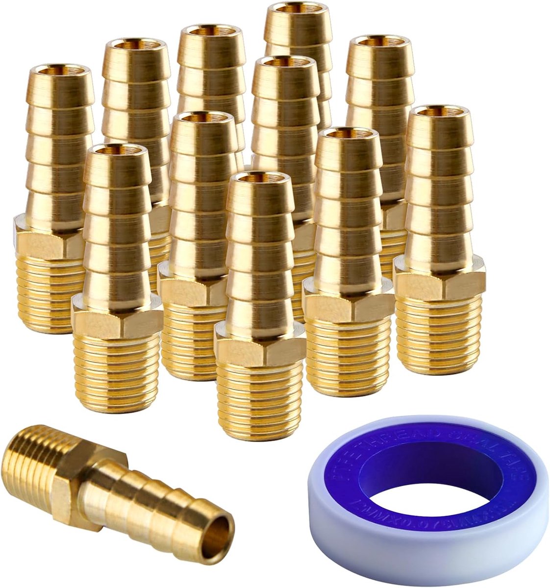 12Pcs Hose Barb Fitting 3/8" Barb to 1/4" NPT Male Thread Hose Barb Adapter Connector 1/4" NPT to 3/8" Barb Hose Barb - ShopVlot