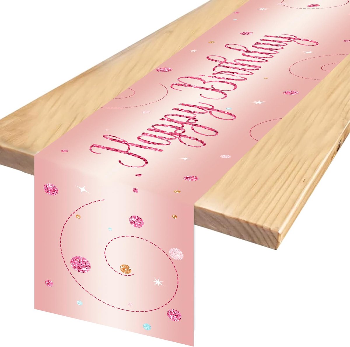 TaimeiMao Tafelloop Verjaardag Rosegoud, Table Runner Verjaardag, Decoraties Voor Feestdecoratie, 180 X 35 Cm - ShopVlot