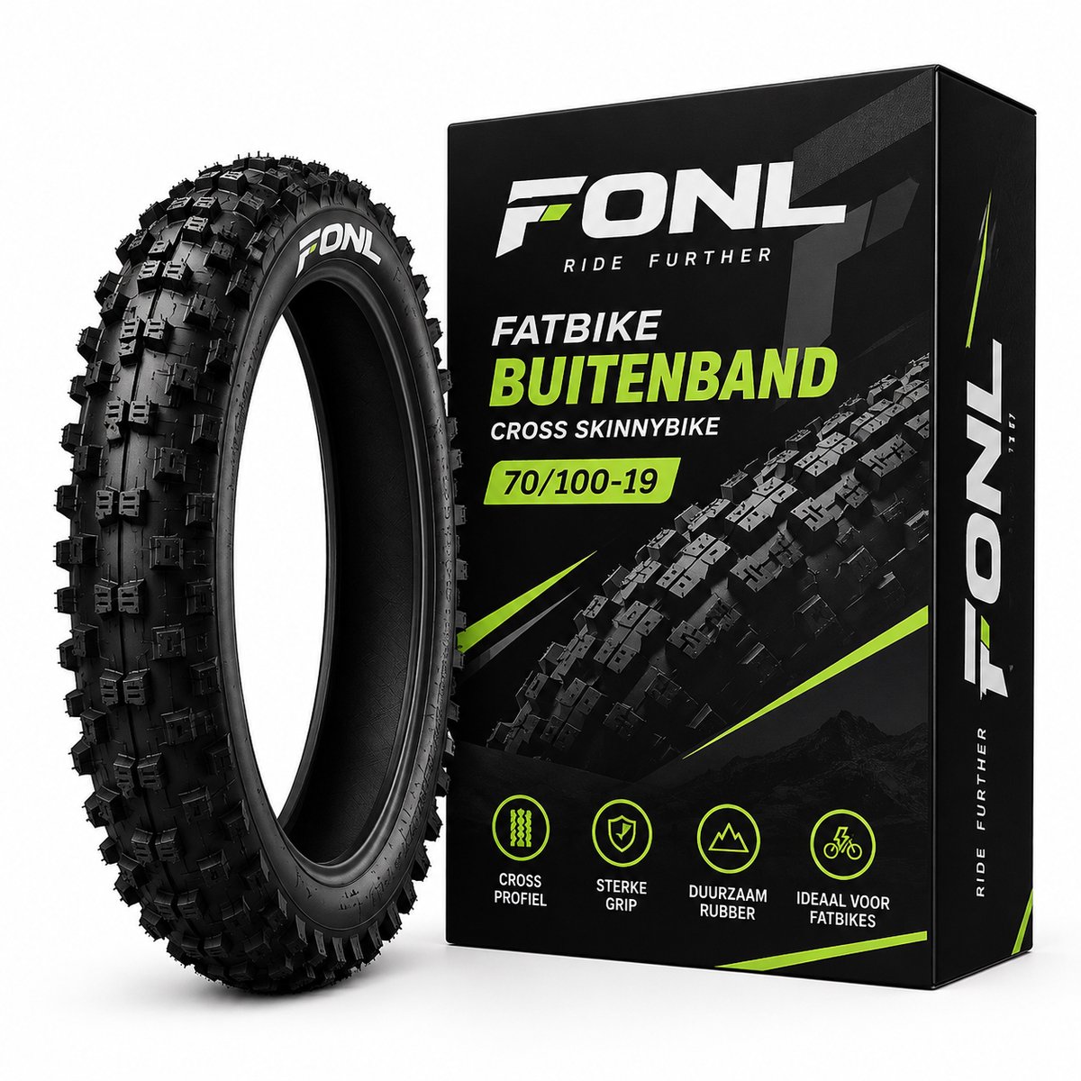 FONL Ouxi GT2000 buitenband, skinnybike 70/100-19 buitenband OUXI GT2000 BUITENBAND Fatbike Buitenband | 70/100-19 buitenband Geschikt voor Ouxi GT2000 - Ouxi GT2000 Out Tire