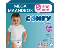 Baby luiers maat 5 - Mega maandbox - 208 stuks - Dermatologisch getest - Tot 12 uur droog - ShopVlot