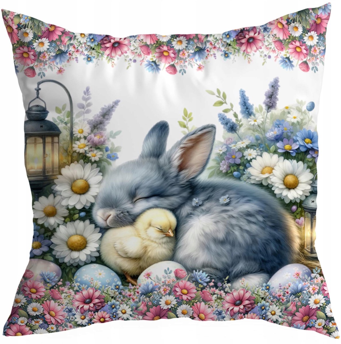 Decoratieve kussensloop 40x40cm - Paashaas patroon, hoge kwaliteit