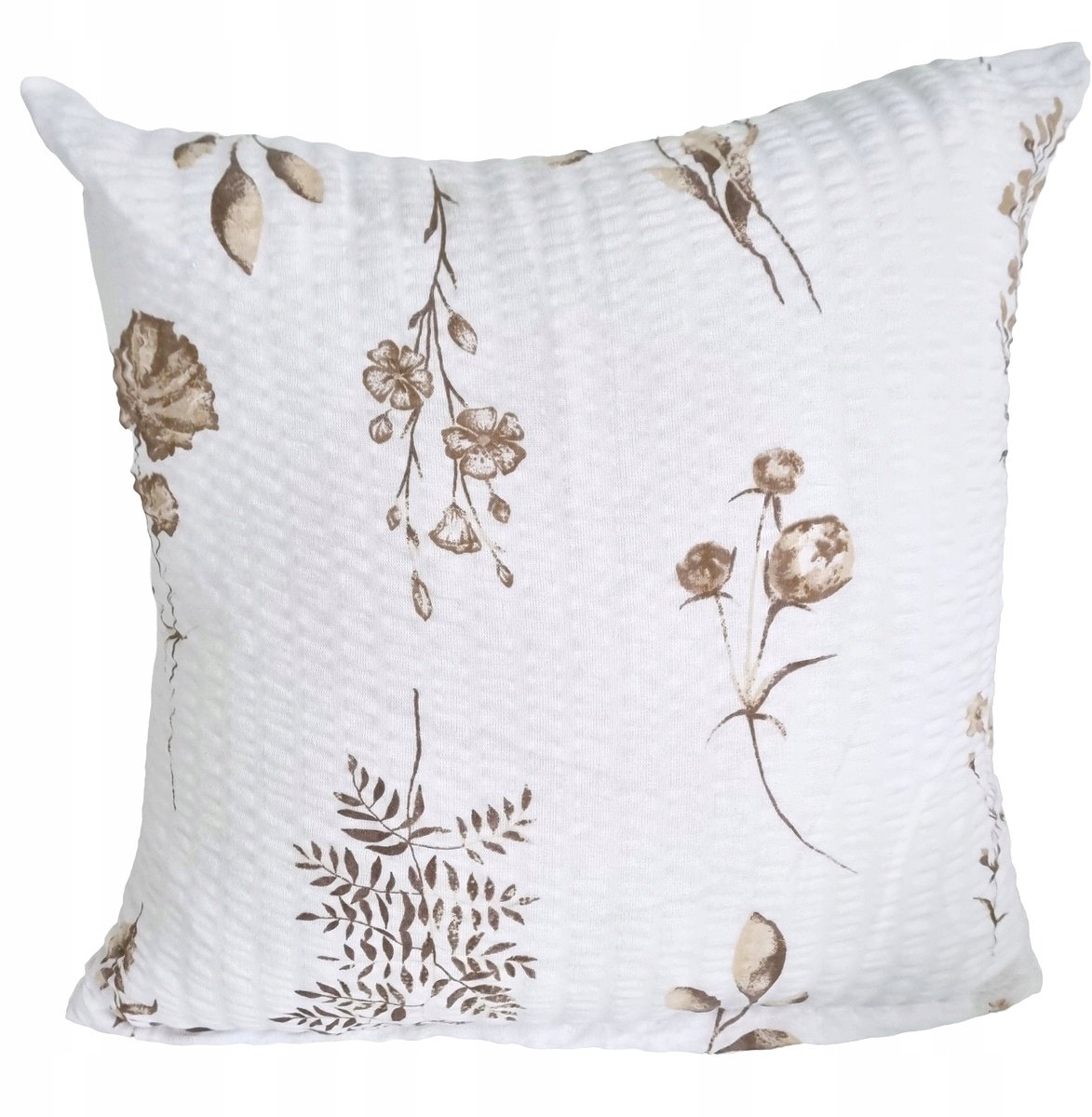 Kussensloop Kora 70x80cm - Bloemrijk Beige & Wit, Kreukvrij