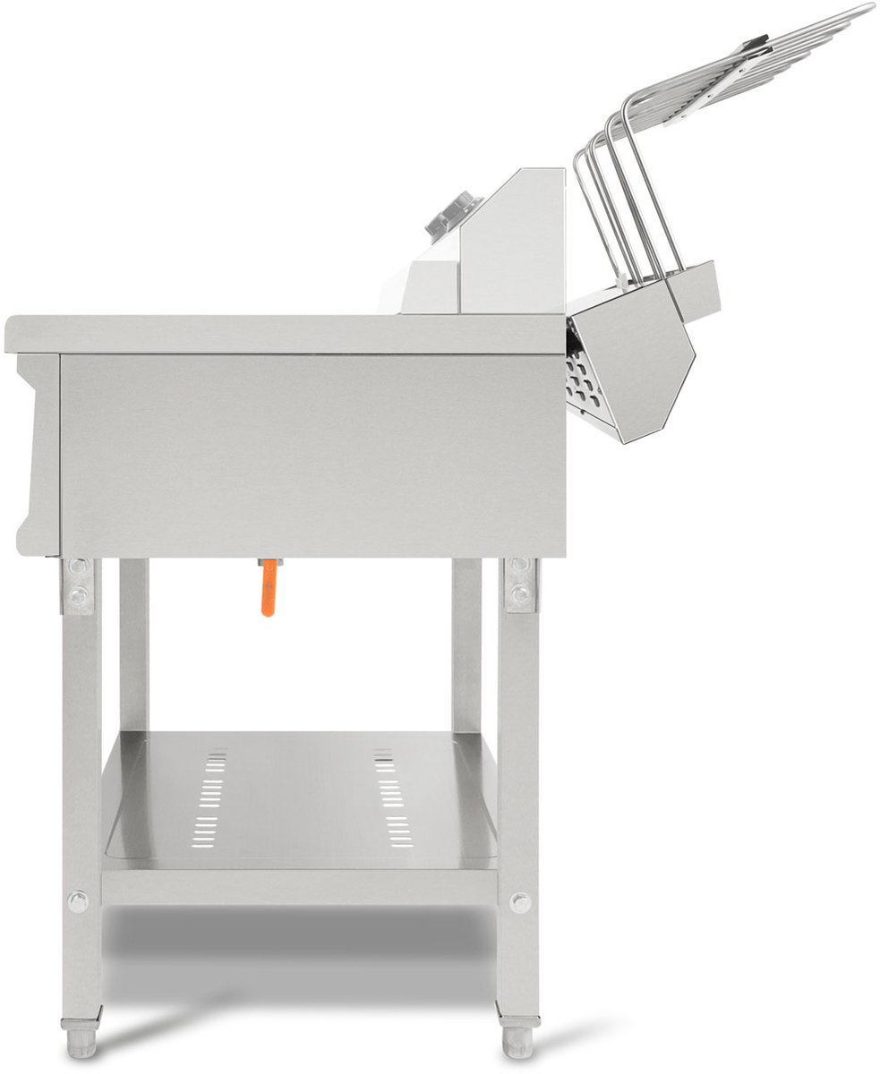 VERTES friteuse van roestvrij staal 52L (7500W, 380V, koudezoneprincipe, inclusief onderstel, temperatuur 50-200°C, aftapkraan, frituurmand, resetknop, gebruik met olie en vloeibaar vet)