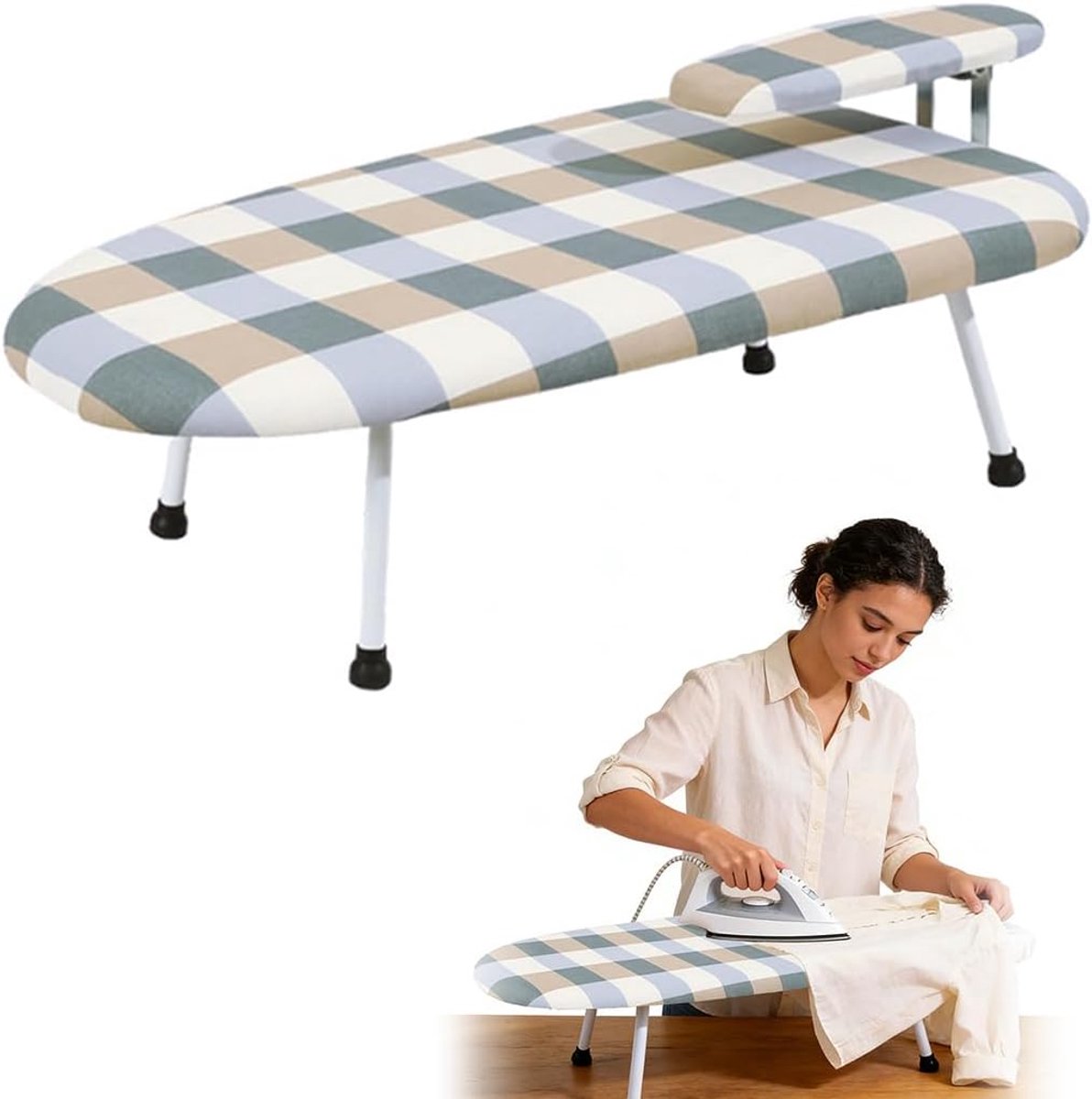 Strijkplank 60 x 37 cm - Vouwbare strijktafel - Antislip poten - Ruimtebesparend voor thuis of onderweg - ShopVlot
