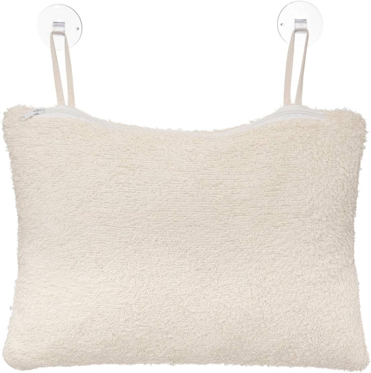 Badkussen met zuignappen - katoen - beige - voor ultiem ontspanning - ShopVlot