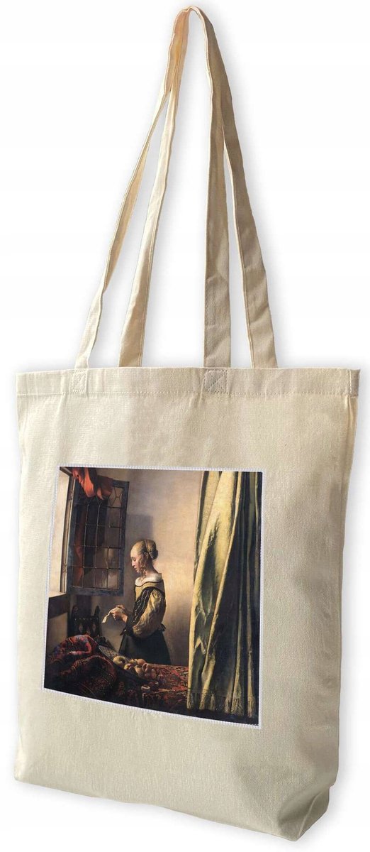 Shopper Tas met Jan Vermeer 'Brieflezende Dame' Print - Katoen