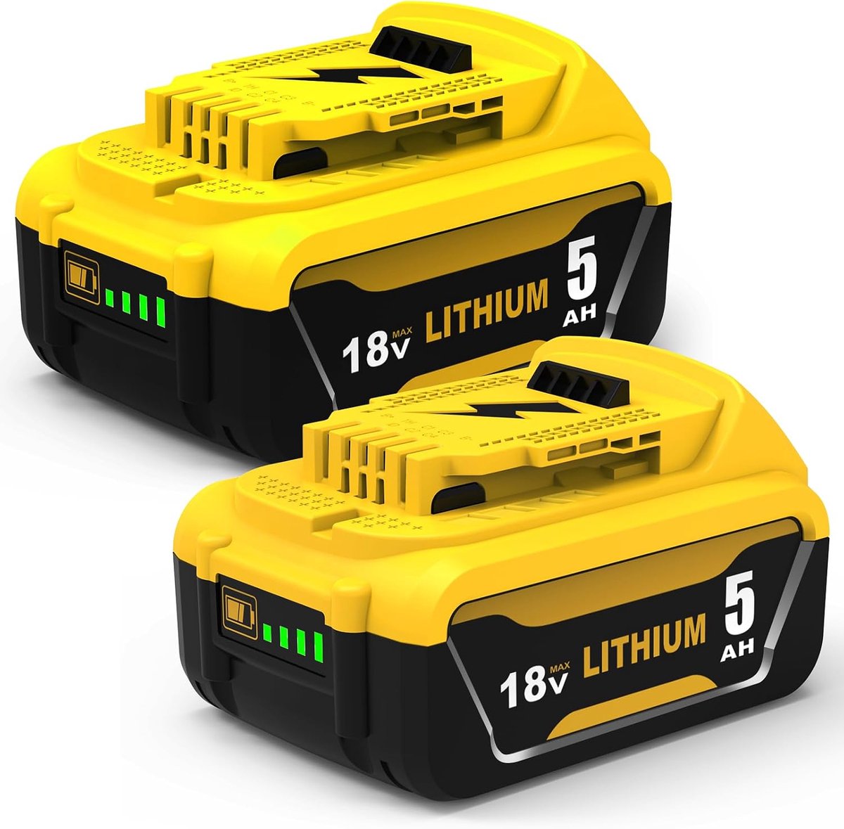 Vervangende accu 18V 5,0Ah - 2 stuks - Hoogwaardige capaciteit - Ideaal voor DeWalt - ShopVlot