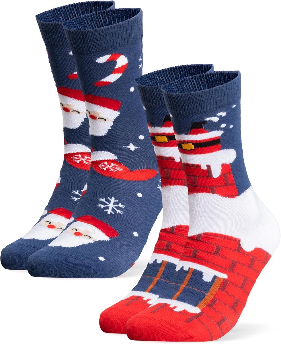 Kerstsokken voor mannen en vrouwen - Santa - Set van 2 - Comfortabel en feestelijk - ShopVlot