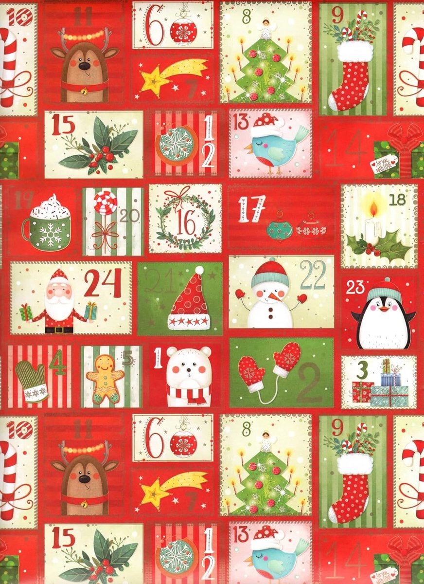 Cadeaupapier Kerstmis 3 vellen 90 x 65 cm - Recyclebaar papier - Milieuvriendelijk - Perfect voor grote geschenken - ShopVlot