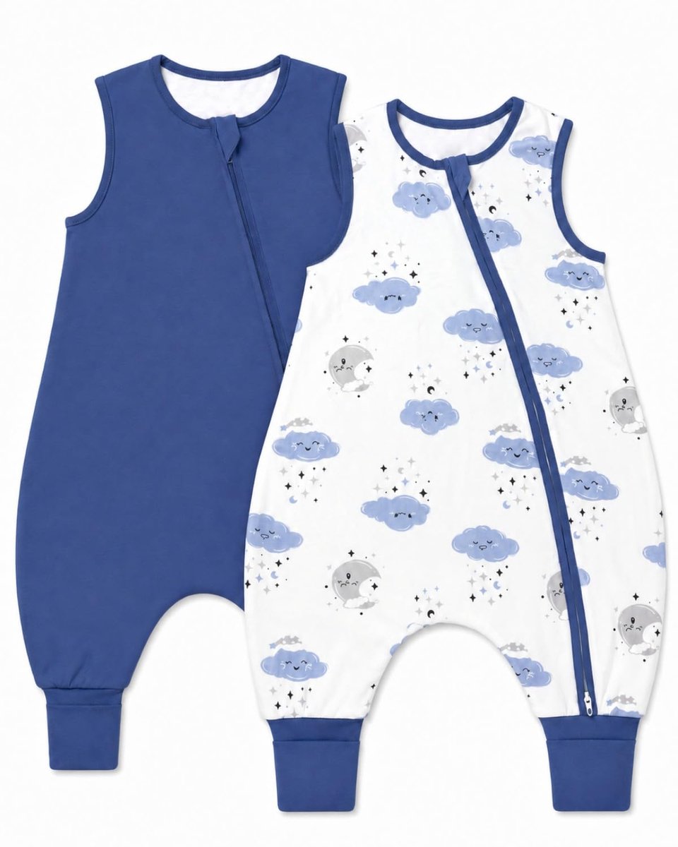 Babyslaapzak met voeten 1,5 Tog - katoenen slaapzak marineblauw - voor peuters 2-3 jaar - ShopVlot