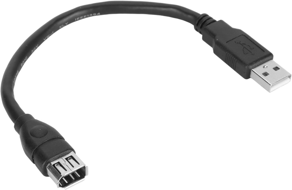 Firewire kabel 6 pin vrouwelijk naar USB 2.0 adapter - 20 cm - plug and play - snelle gegevensoverdracht - ShopVlot