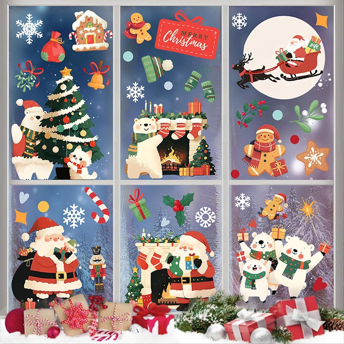 Raamstickers 143 Stuks - Herbruikbare PVC Plakstickers - Dubbelzijdig voor Kerstdecoratie - ShopVlot