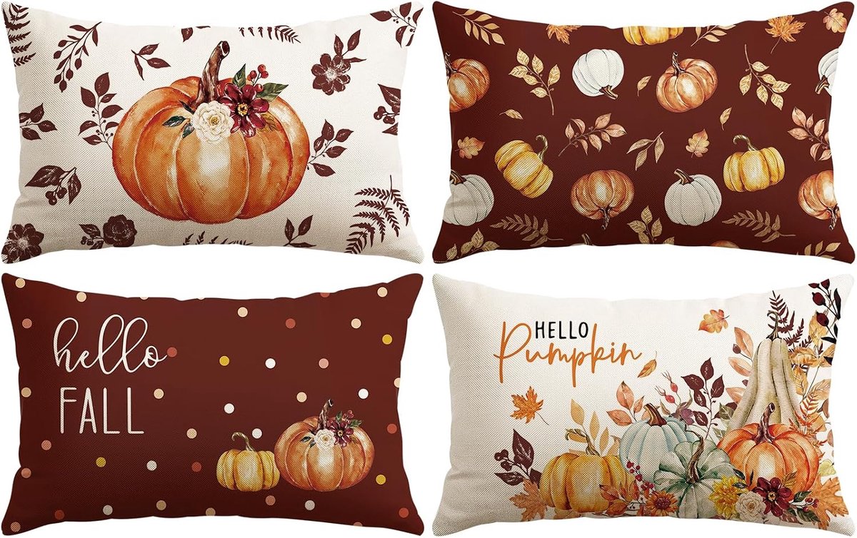 Kussenhoezen 30x50cm - set van 4 - polyester - herfst decor voor woonkamer - ShopVlot