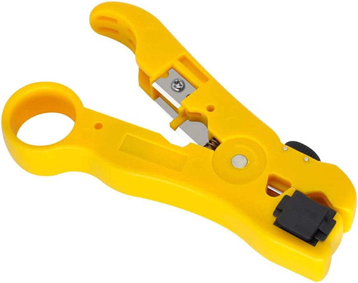 Draadstripper en knipper - Verstelbaar - Geel - 2-in-1 voor UTP en coax - ShopVlot