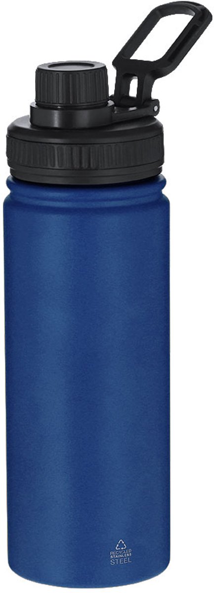 Fles van gerecycled roestvrij staal met een capaciteit van 550 ml. Inclusief zwarte deksel met schroefsysteem Felmar Marine Blauw