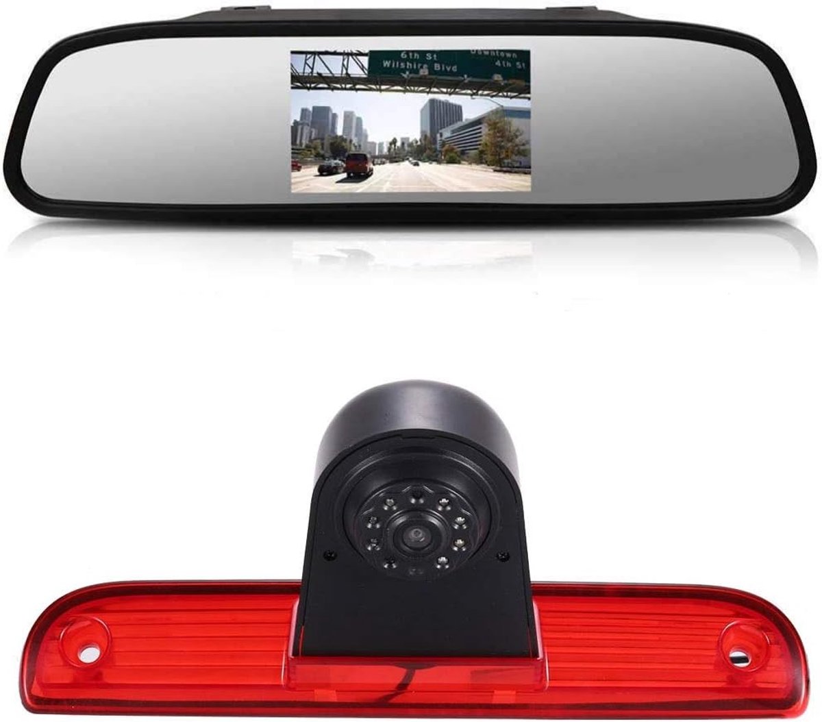 Rear View Mirror Monitor + Rear View Camera Transporter: In 3rd Brake Light HD Rear View Camera For Fiat Ducato X250 - ShopVlot