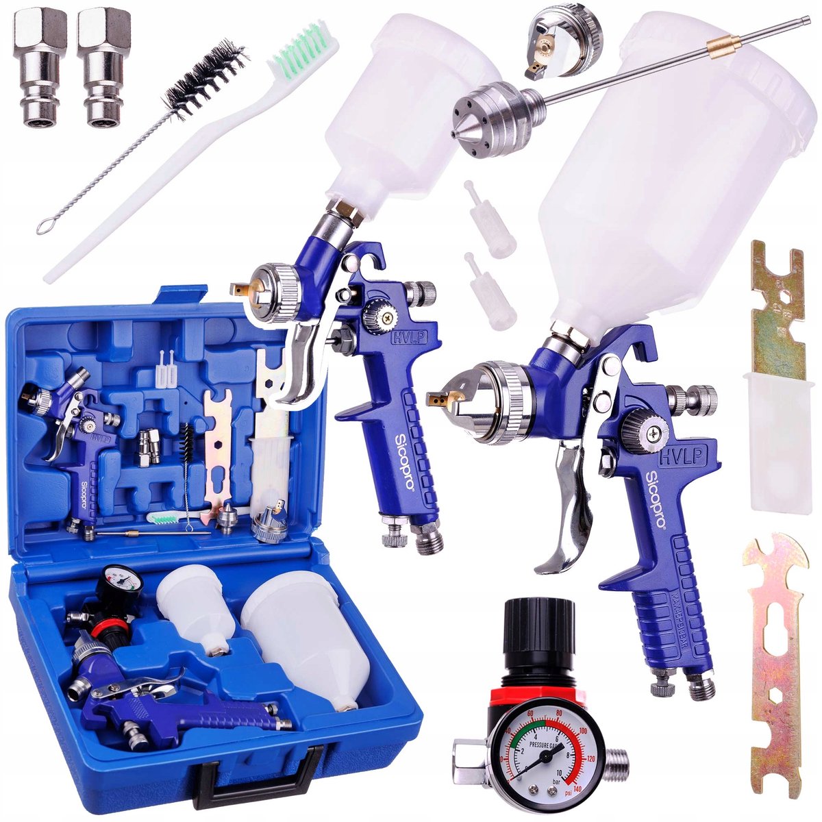 HVLP Spuitpistool Set met 3 Spuitmonden & Reducer