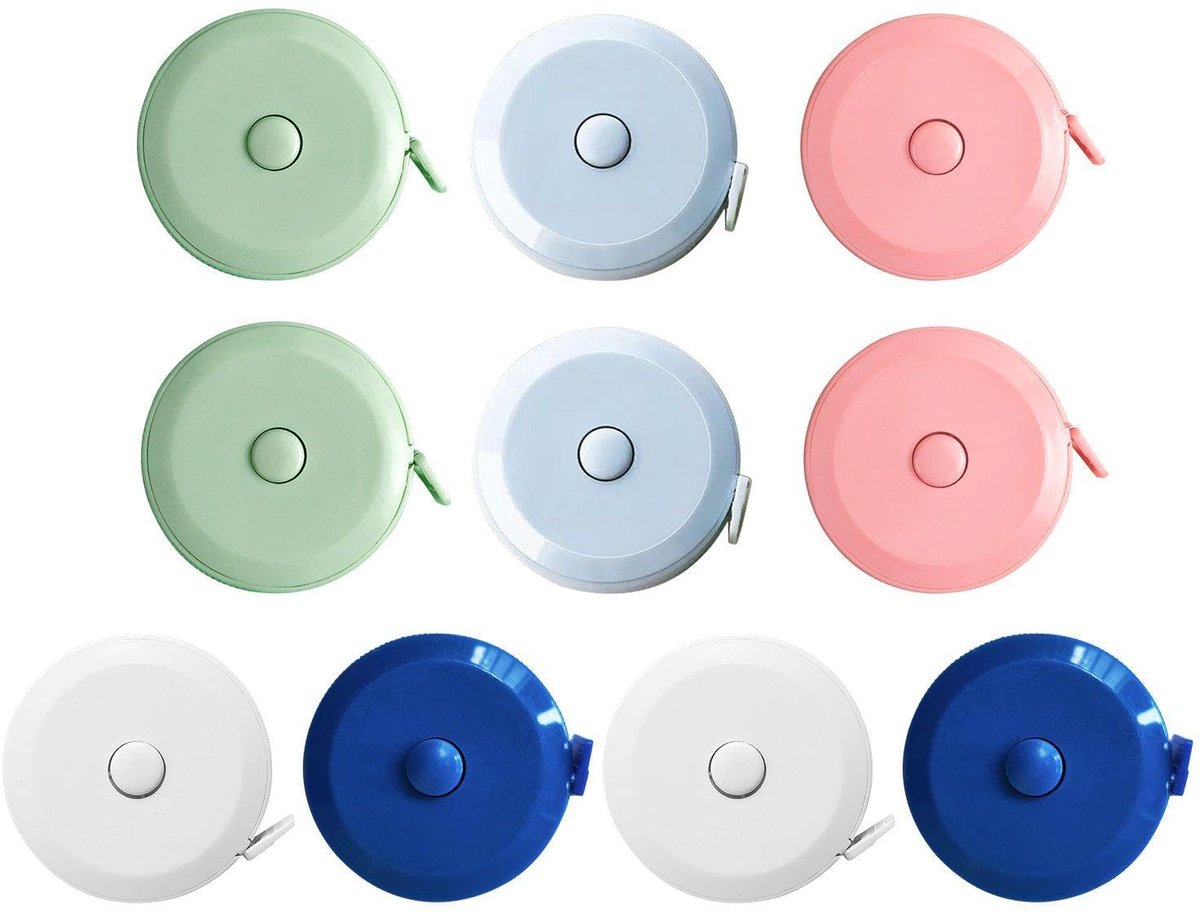 10 Pieces Round Automatic Telescopic Tape Measure, Mini -Portable Tape Measure, Sewing Size, Fabric Tape Measure - ShopVlot