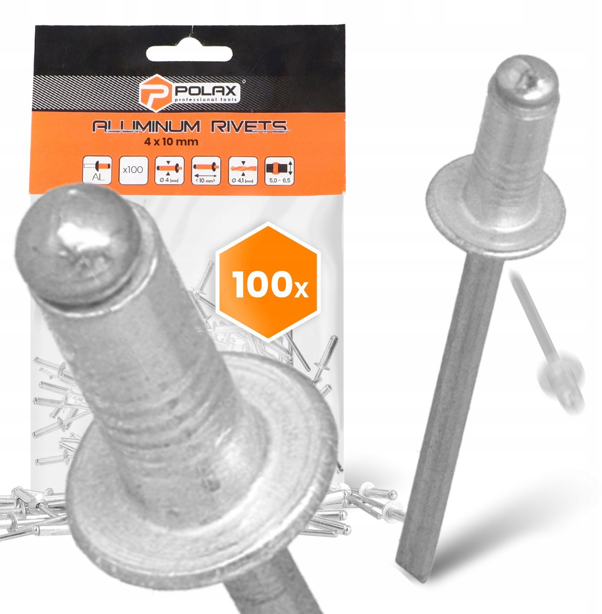 100x Aluminium Blindklinknagels 4x10 mm Verzinkt Staal