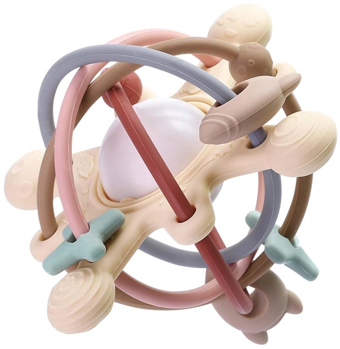 Casalora - Montessori Sensorisch Speelgoed 6-12 Maanden - Babybijtring met Rammelaar - Educatief Zintuiglijk Speelgoed - Flexibel Babyspeelgoed - Badspeelgoed