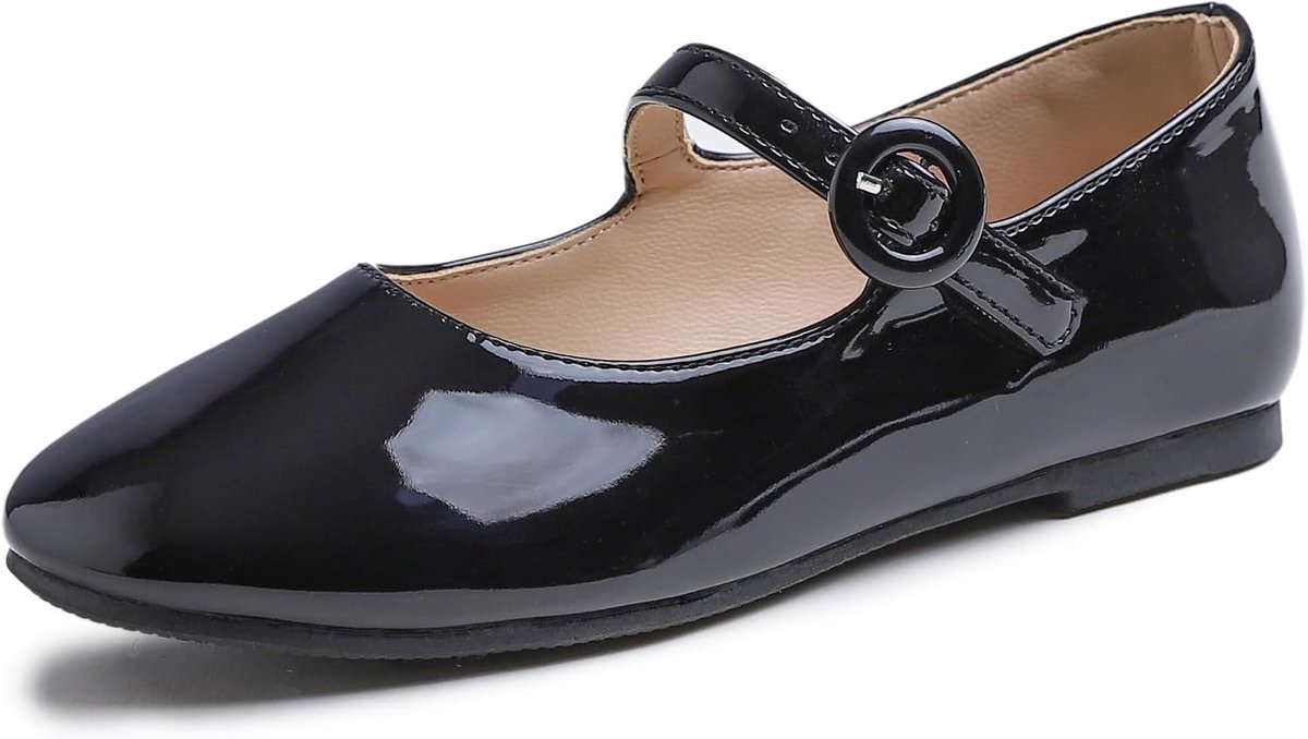 FEVERSOLE Girls Cute Dress Mary Jane Shoes Small Children Casual Buckle Belt Flats - ShopVlot