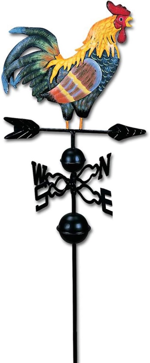 Dioche Metal Weather Vane Rooster Shape Wind Vane Garden Decorations 47-inch Heavy Iron Stake for Garden and Roofs - ShopVlot