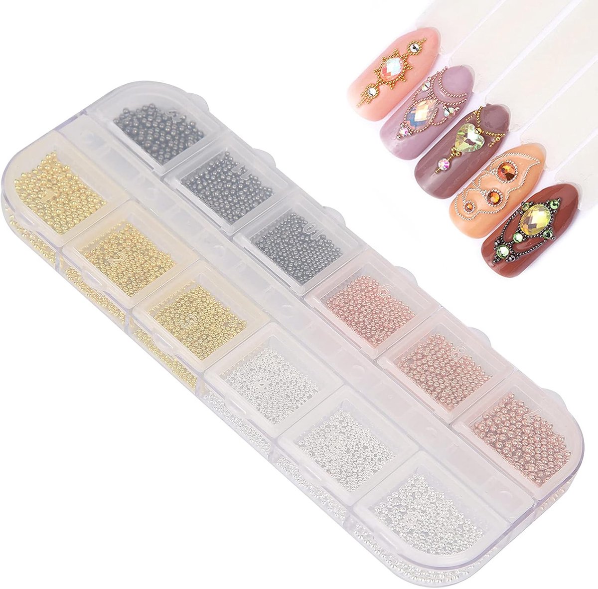 Nail Art DIY Ball Decorations - Mini Metal Balls 3D Steel Beads Nail Art Steel Ball Decorations Metal Beads Mixed - ShopVlot