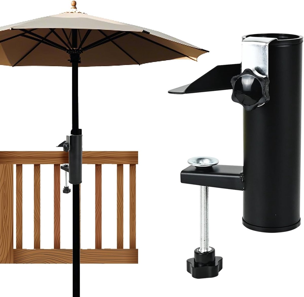 Parasol Standaard in de Grond - Zwart - 15,5 x 10 x 10 cm - Robuuste Bevestiging - Voor Tuin en Balkon