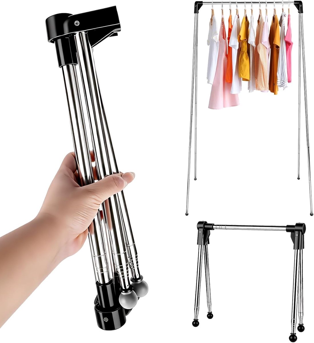 Draagbaar droogrek 13-28 inch - opvouwbaar roestvrij staal - lichtgewicht en duurzaam - ideaal voor reizen - ShopVlot