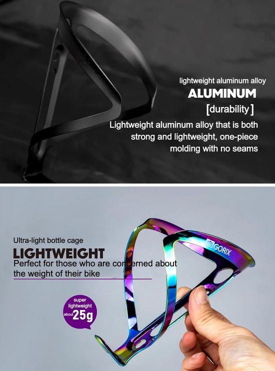 GORIX Bicycle Bottle Cage Ultra Light Bottle Holder Cup Holder Bicycle Road Mountain Bike (GX-BCC) (Oil Slick) - ShopVlot — afbeelding 2
