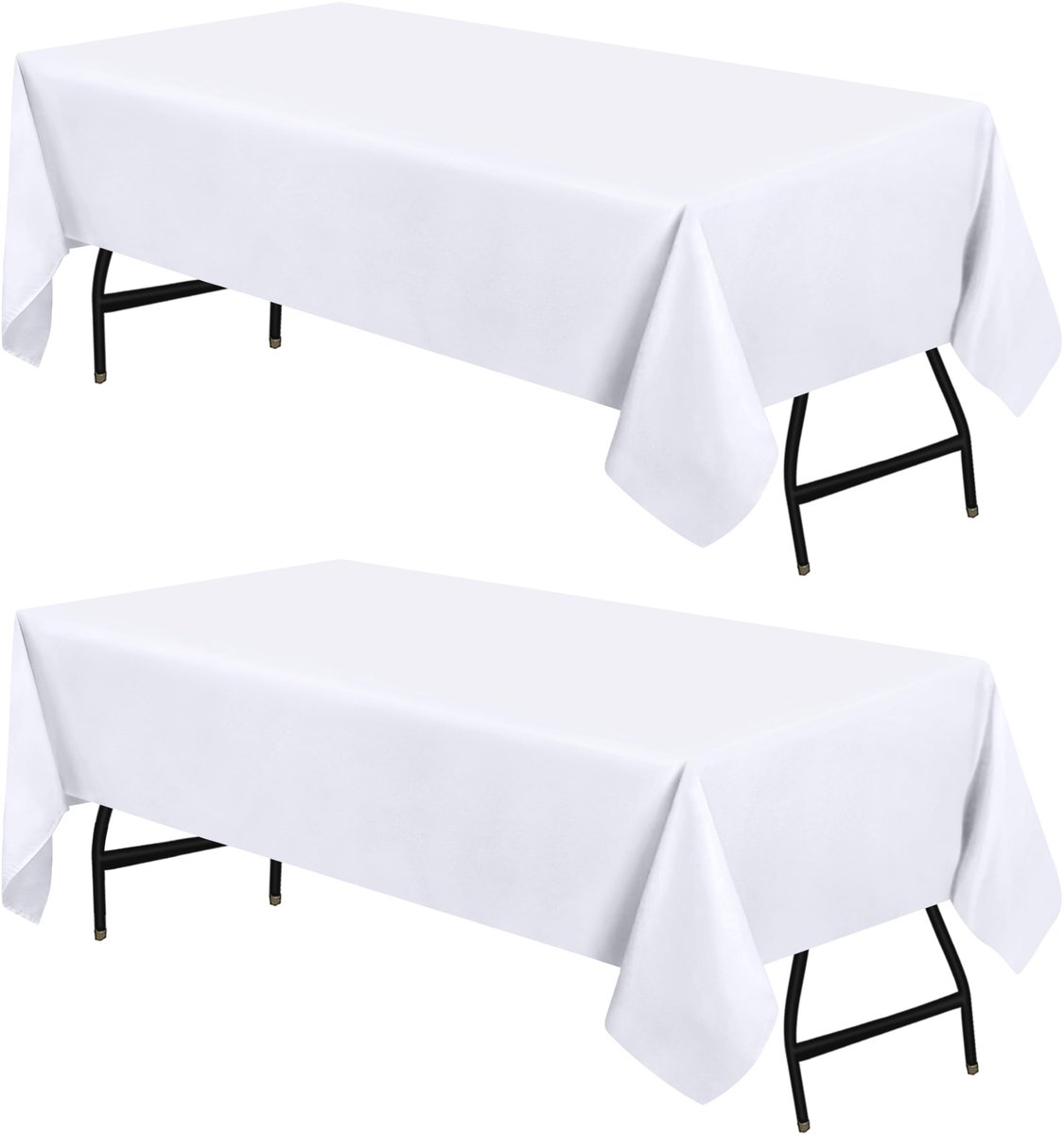 Famanu – Polyester tafelkleed van 150 x 300 cm, machinewasbaar, perfect voor feesten, evenementen, bruiloften en restaurants, set van 2 in wit