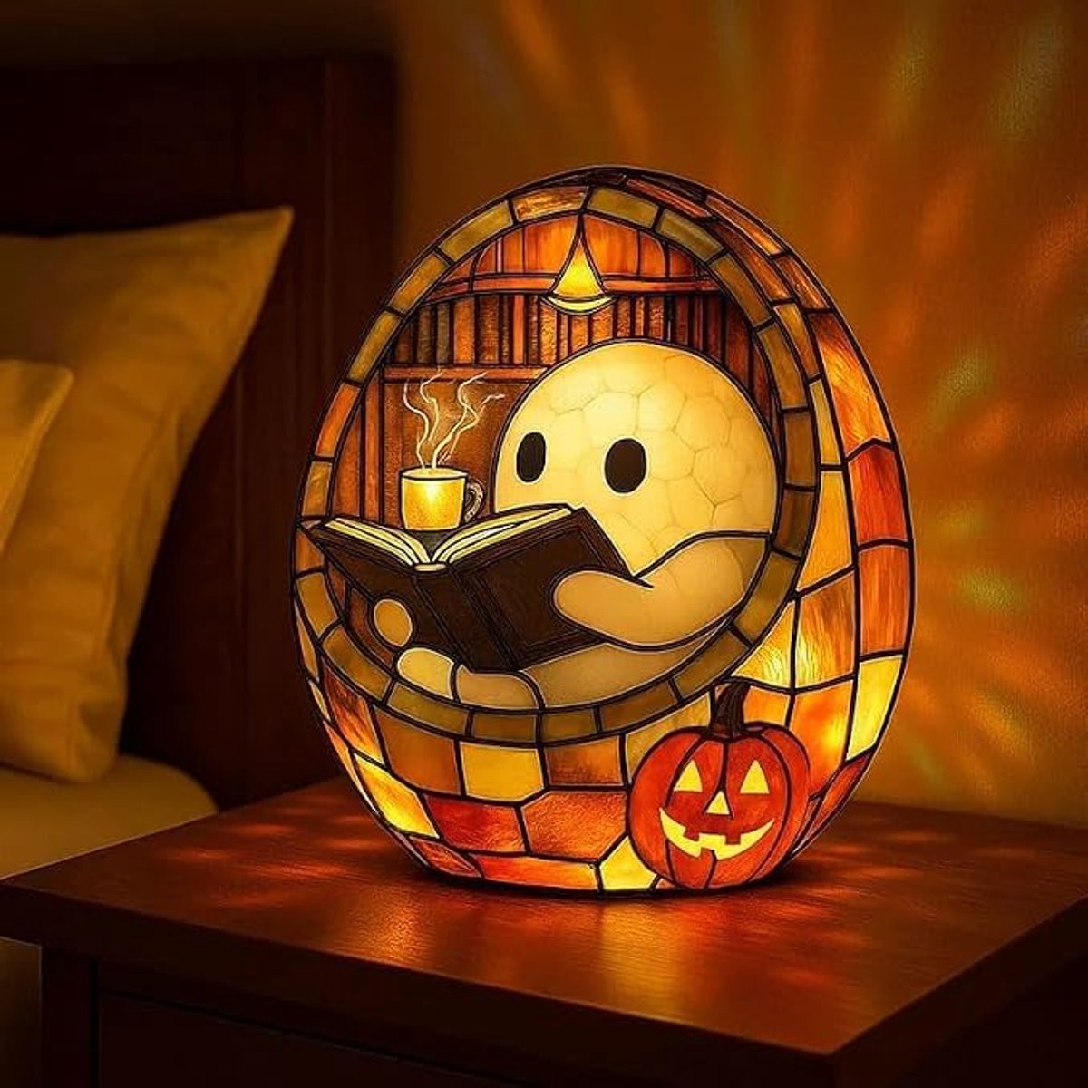 Halloween spoken leeslamp - LED-verlichting - sfeervolle verlichting - voor badkamer en feestdagen - thema sfeerlamp - voor feestvierders - 1 stuk