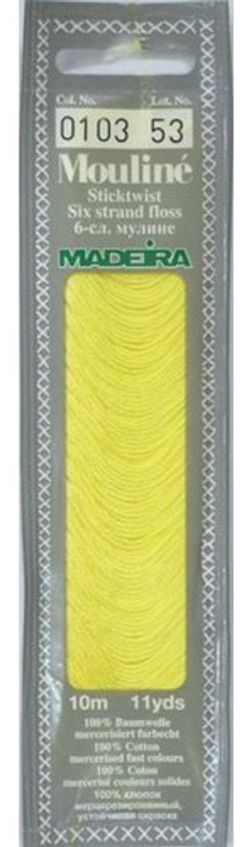 Borduurgaren Madeira Mouline 10 meter 6 draads splijtgaren - geel (103)
