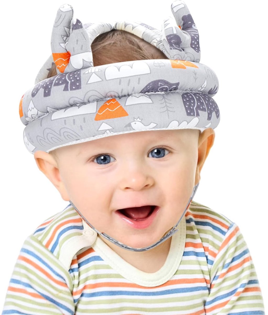 Babyhoofdbeschermer, schattige babyhelm voor kruipen, lopen en rennen, ademende beschermkap, verstelbare hoofdbeschermer met zacht kussen, anti-botsingshelm voor peuters van 6 tot 24 maanden (jongens en meisjes).